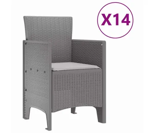 Dārza Ēdamzāle 15 Pcs Gaiši Pelēks 14 Vietu Rotangpalma Vidaxl