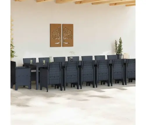 Dārza Ēdamgalds Ar Spilveniem 17 Pcs Antracīts Lieli Vidaxl