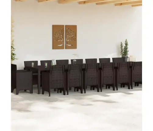 Dārza Ēdamsets Ar Spilveniem 17 Pcs Brūna 16 Sēdvietas Vidaxl