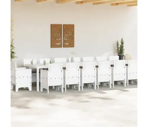 Aia Söögilaudade Komplekt 17 Pcs Valge Polt Rattan