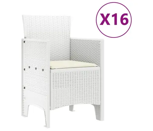 Dārza Ēdamistabas Komplekts 17 Pcs Balts Lieli Rattan / Metāls Vidaxl