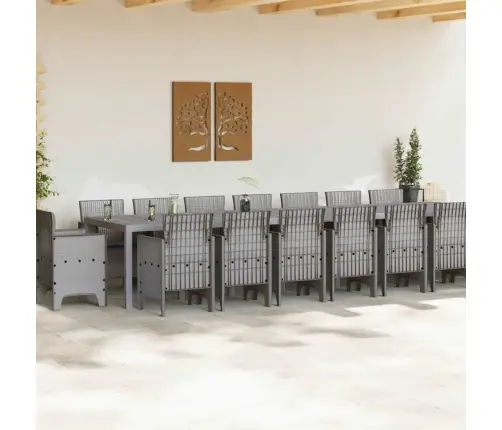 Sodo Valgomojo Komplektas Su Pagalvėmis 17 Pcs Šviesiai Pilka