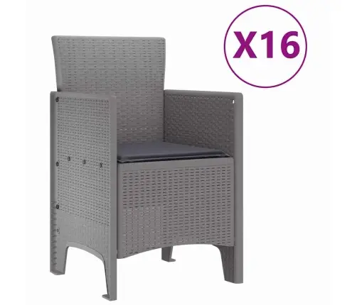 Sodo Valgomojo Komplektas Su Pagalvėmis 17 Pcs Šviesiai Pilka