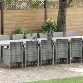 Dārza Ēdamgalds 17 Pcs Gaiši Pelēks Polt Rattan Vidaxl