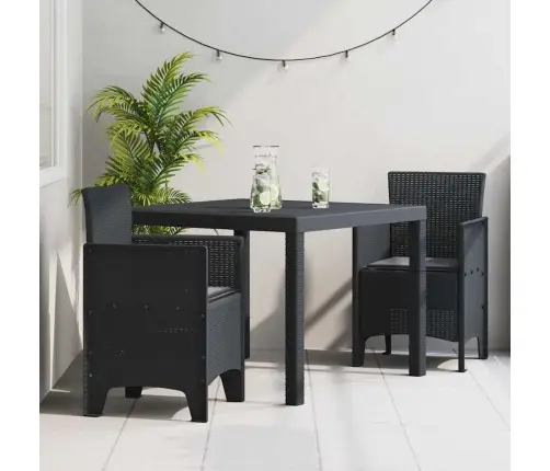 Dārza Ēdamistabas Komplekts 3 Pcs Antracīts 100 X 100 X 73 Cm Vidaxl