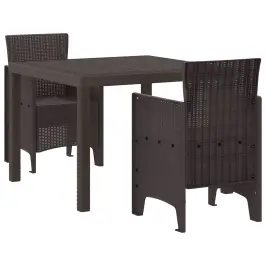 Aia Söögilaudade Komplekt 3 Pcs Pruun Polt Rattan