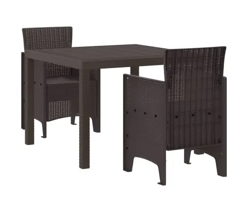 Aia Söögilaudade Komplekt 3 Pcs Pruun Polt Rattan