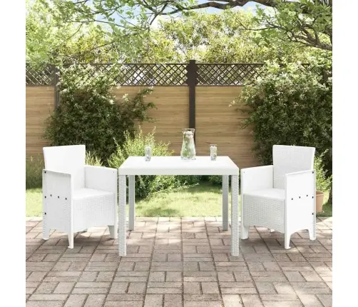 Aia Söögilaudade Komplekt 3 Pcs Valge Polt Rattan