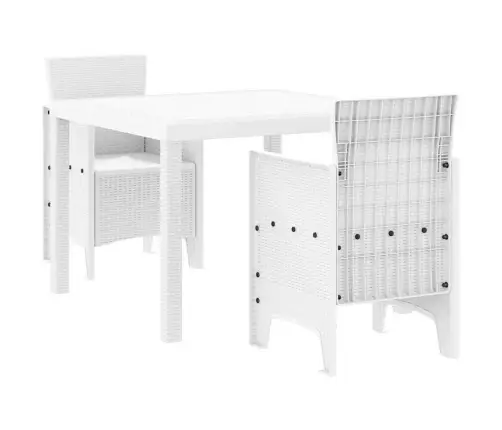 Aia Söögilaudade Komplekt 3 Pcs Valge Polt Rattan
