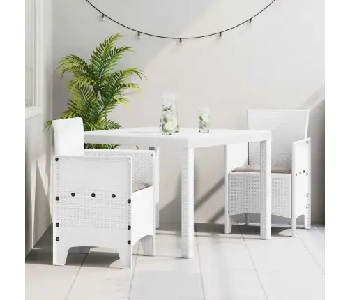 Aia Söögilaudade Komplekt 3 Pcs Valge Polt Rattan