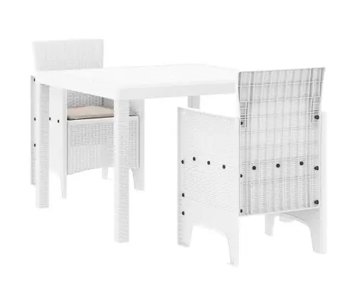 Aia Söögilaudade Komplekt 3 Pcs Valge Polt Rattan