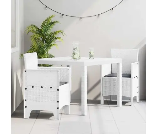 Aia Söögilaudade Komplekt 3 Pcs Valge Polt Rattan