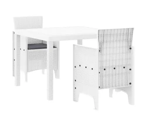 Aia Söögilaudade Komplekt 3 Pcs Valge Polt Rattan