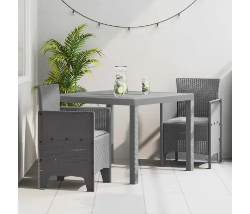 Dārza Ēdamistabas Komplekts 3 Pcs Gaiši Pelēks Vidaxl