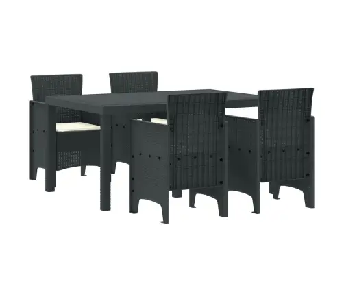 Dārza Galds 5 Pcs Antracīts 150 X 100 X 73 Cm Pe Ratan Vidaxl