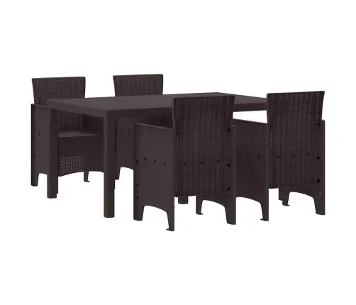 Aia Söögilaudade Komplekt 5 Pcs Pruun Polt Rattan