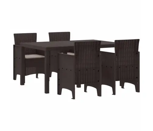 Aia Söögilaudade Komplekt 5 Pcs Pruun Polt Rattan