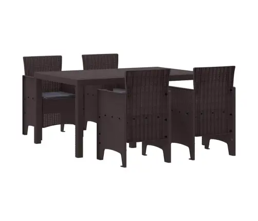 Dārza Ēdamgalds 5 Pcs Brūna 150 X 100 X 73 Cm Sveķu Vižņi. Vidaxl