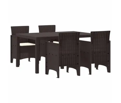 Dārza Galds 5 Pcs Brūna 150 X 100 X 73 Cm Plastmasa Vidaxl
