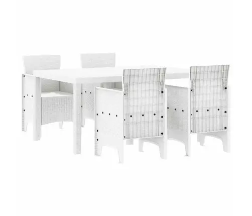 Sodo Valgomojo Komplektas 5 Pcs Balta Polt Ratanas