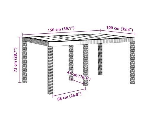 Aia Söögilaudade Komplekt 5 Pcs Valge Polt Rattan