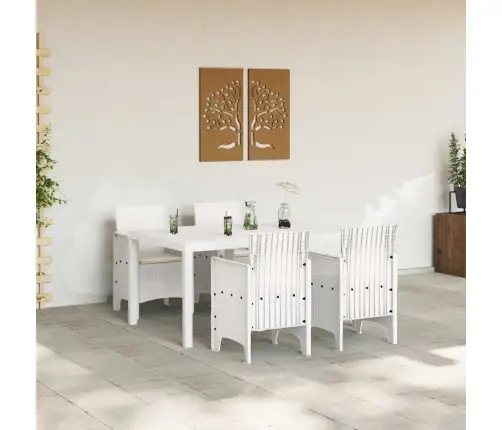 Dārza Ēdamistabas Komplekts 5 Pcs Balts 150 X 100 X 73 Cm Vidaxl