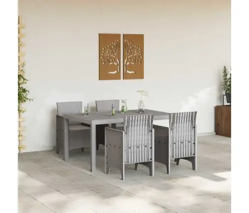 Sodo Valgomojo Komplektas 5 Pcs Šviesiai Pilka Polt Ratanas