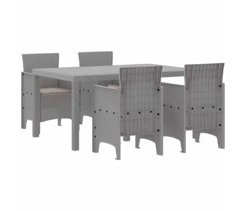 Sodo Valgomojo Komplektas 5 Pcs Šviesiai Pilka Polt Ratanas