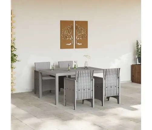 Dārza Galds 5 Pcs Gaiši Pelēks 150 X 100 X 73 Cm Pe Ratan Vidaxl