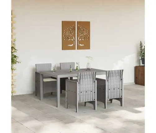 Dārza Galds 5 Pcs Gaiši Pelēks 150 X 100 X 73 Cm Polipropilēns Vidaxl