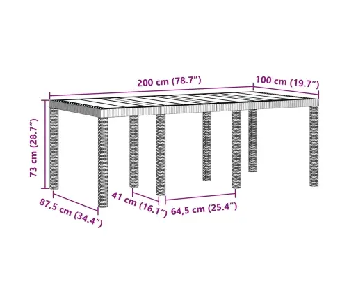 Dārza Ēdamgalds 7 Pcs Antracīts 200 X 100 X 73 Cm Polipropilēns Vidaxl