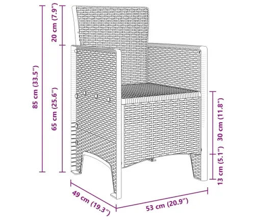 Dārza Ēdamgalds 7 Pcs Antracīts 200 X 100 X 73 Cm Polipropilēns Vidaxl