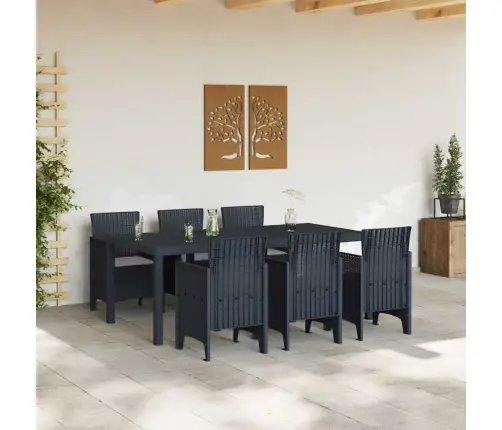 Sodo Valgomojo Komplektas 7 Pcs Antracitas Polt Ratanas