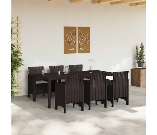 Āra Ēdamgalda Komplekts 7 Pcs Brūna 200 X 100 X 73 Cm Vidaxl