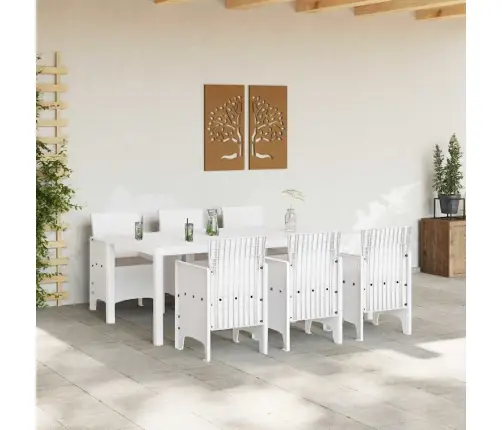 Sodo Valgomojo Komplektas 7 Pcs Balta Polt Ratanas