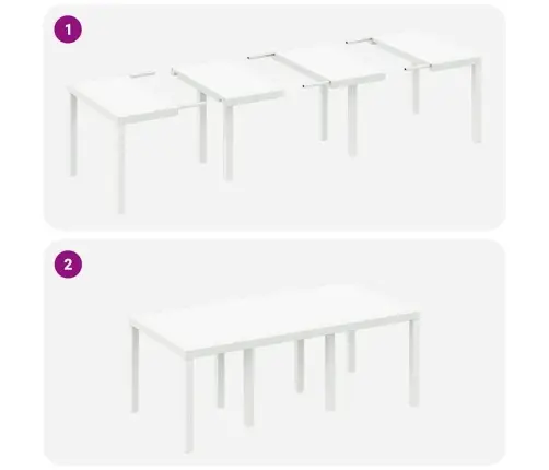 Dārza Ēdamgalda Komplekts 7 Pcs Balts 200 X 100 X 73 Cm Vidaxl