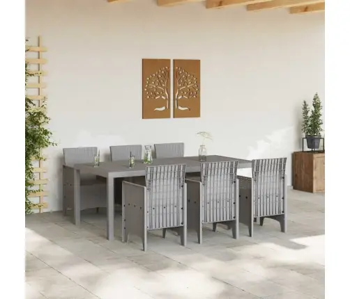 Dārza Galds 7 Pcs Gaiši Pelēks Lieli Plastmasa Vidaxl