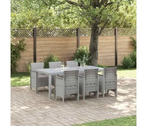 Dārza Galds 7 Pcs Gaiši Pelēks 200 X 100 X 73 Cm Plastmasa Vidaxl