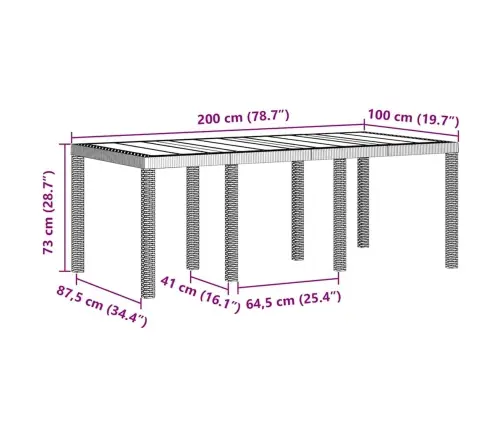 Dārza Galds 7 Pcs Gaiši Pelēks 200 X 100 X 73 Cm Plastmasa Vidaxl