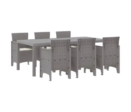 Sodo Valgomojo Komplektas 7 Pcs Šviesiai Pilka Polt Ratanas