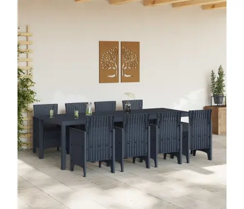 Dārza Ēdamgalds 9 Pcs Antracīts 250 X 100 X 73 Cm Vidaxl