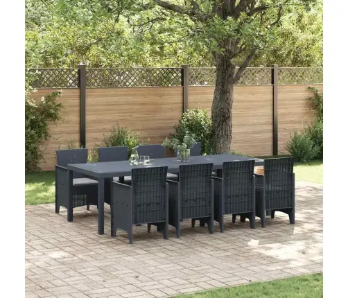 Dārza Ēdamistabas Komplekts 9 Pcs Antracīts 250 X 100 X 73 Cm Vidaxl