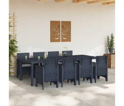 Dārza Ēdamistabas Komplekts 9 Pcs Antracīts 250 X 100 X 73 Cm Vidaxl