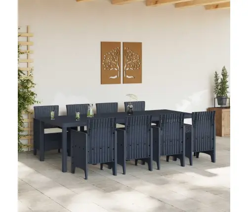 Sodo Valgomojo Komplektas 9 Pcs Antracitas Polipropilenas