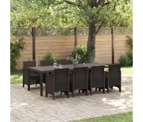 Dārza Ēdamistabas Komplekts 9 Pcs Brūna 250 X 100 X 73 Cm Vidaxl