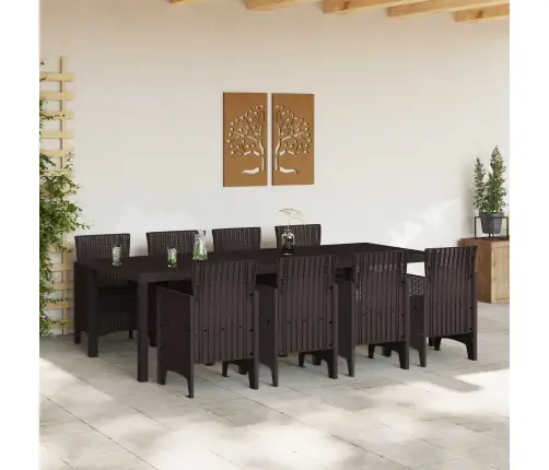 Dārza Ēdamistabas Komplekts 9 Pcs Brūna 250 X 100 X 73 Cm Vidaxl
