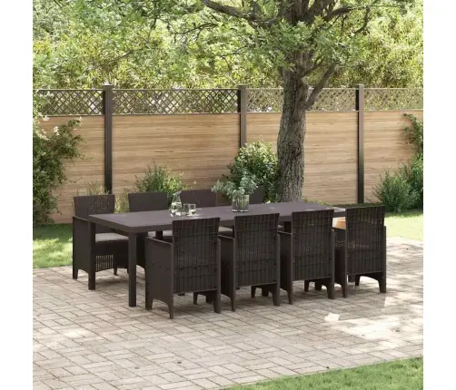Dārza Ēdamgalds 9 Pcs Brūna 250 X 100 X 73 Cm Vidaxl