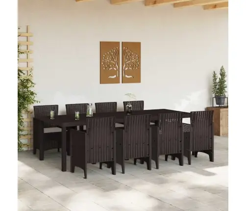 Dārza Ēdamgalds 9 Pcs Brūna 250 X 100 X 73 Cm Vidaxl