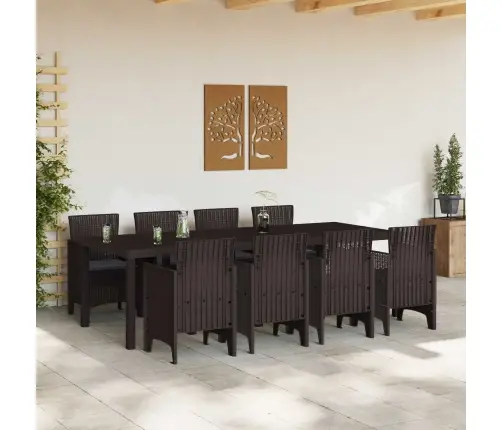 Dārza Ēdamistabas Komplekts 9 Pcs Brūna 250 X 100 X 73 Cm Vidaxl