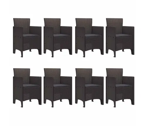 Dārza Ēdamistabas Komplekts 9 Pcs Brūna 250 X 100 X 73 Cm Vidaxl